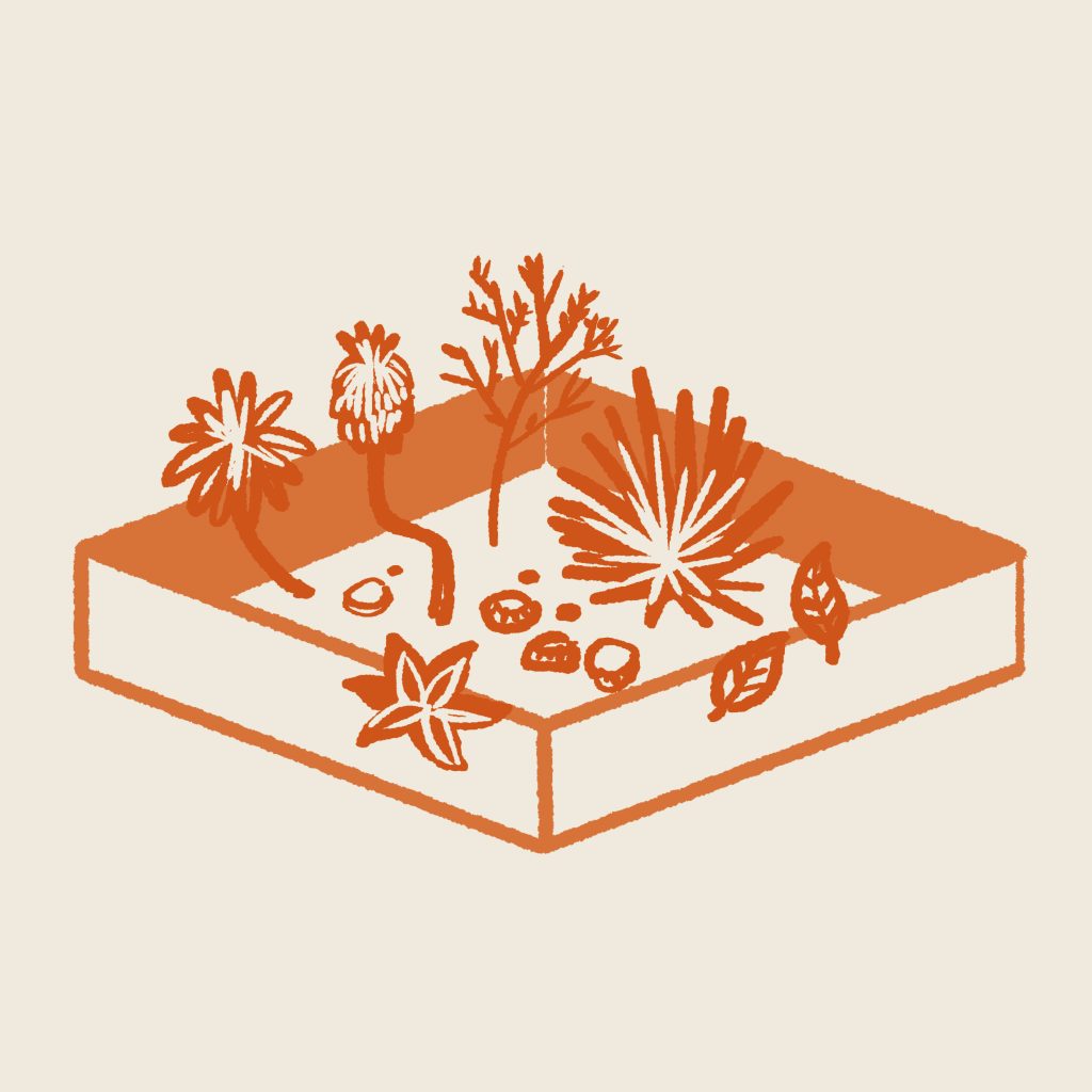 Orange and cream motif of Peveril Gardens by Design Print Bind
